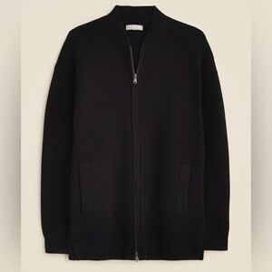 J. Crew Black Full Zip Flight Sweater-Jacket
